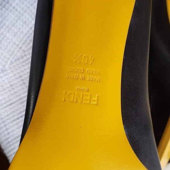 New FENDI Pumps Size 40.5 with dustbag Black & FENDI Yellow - Picture 7 of 7